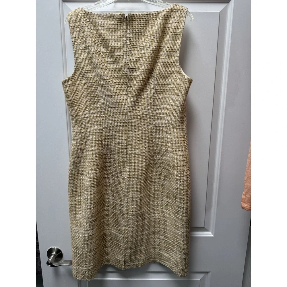 Tory Burch NWT Emma Dress Size 14 Yellow Sunglow Tweed Sleeveless Sheath‎